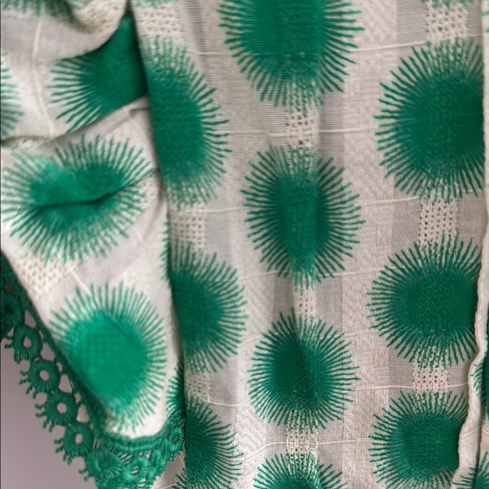 DVF- Green Patterned Ruffle Dress - Picture 4 of 5